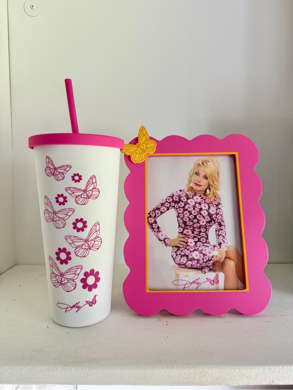 Dolly Parton Pink tumbler and 5x7 Frame Set